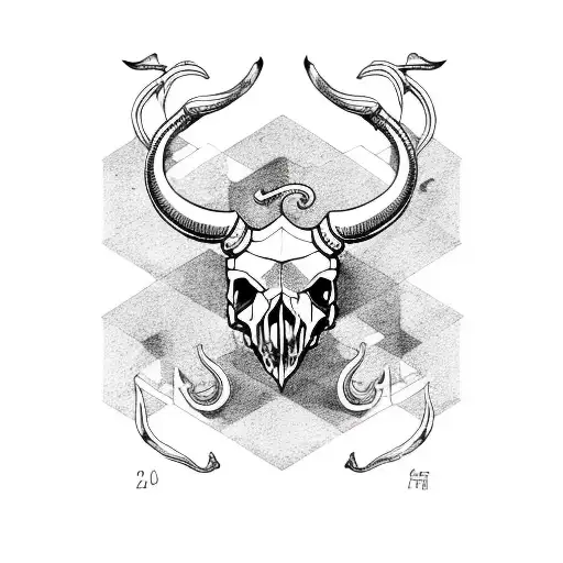 Capricorn skull snake tattoo design idea