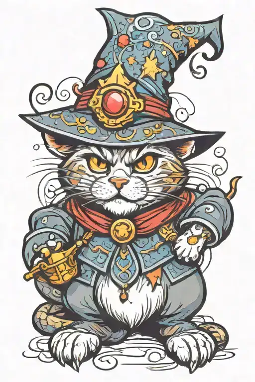Wizard cat tattoo design idea