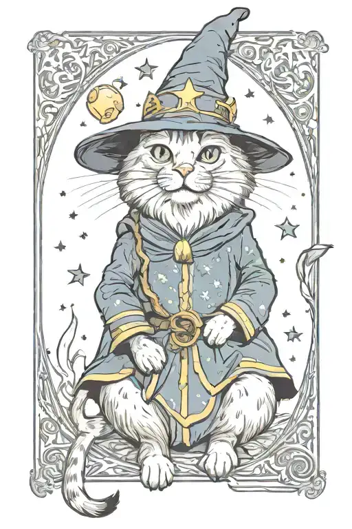 Wizard cat tattoo design idea