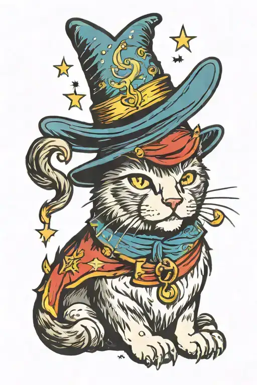 Wizard cat tattoo design idea