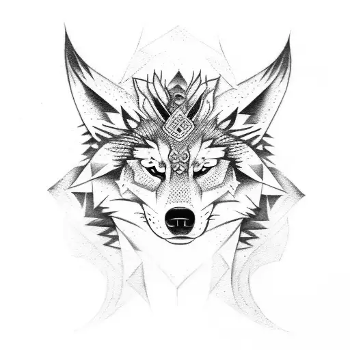 tribal wolf tattoo design idea