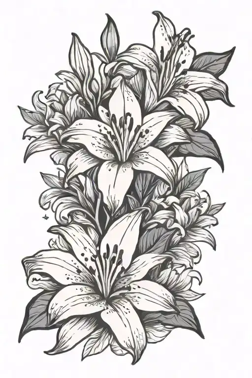 flor de maga and white lily flower tattoo design idea
