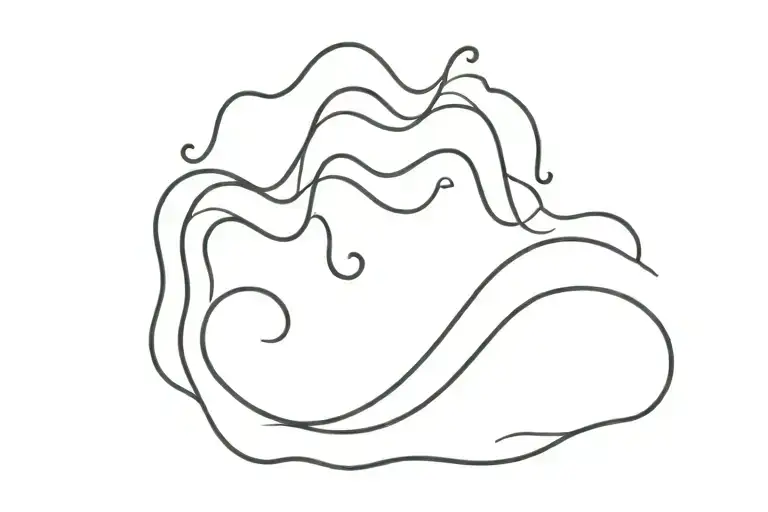 3 Lines going up and down in waves.  different thickness, some dotted. sometimes cross. very clean tattoo design idea