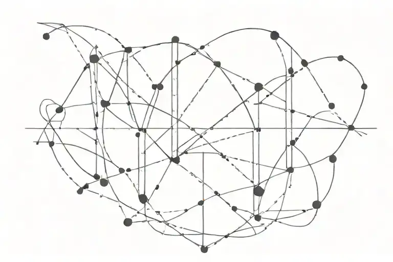 Lines going up and down crossing. Lines are different like dotted and vary in thickness. Show up and down of life tattoo design idea