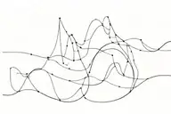 3-4 Lines going up and down in waves.  different thickness, some dotted. sometimes cross.  tattoo design idea