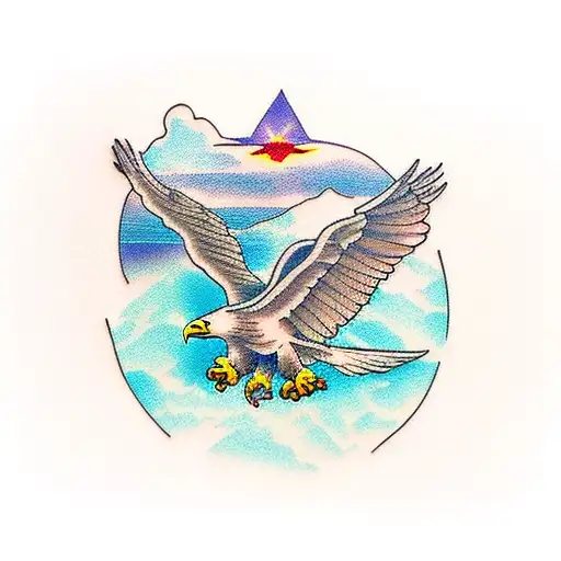 eagle soaring above mountains tattoo design idea