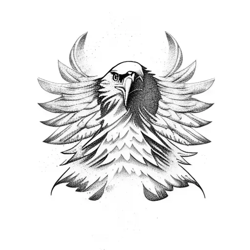 eagle spread wings soaring above mountains tattoo design idea