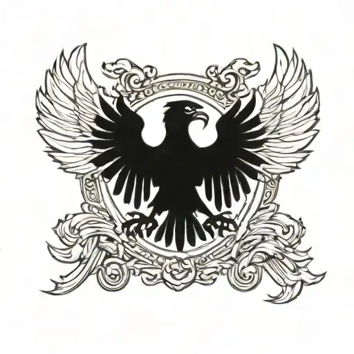 Double Headed Albanian Eagle, Wrestling Style Tattoo, similiar to Cody Rhodes logo tattoo tattoo design idea