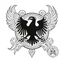 Double Headed Albanian Eagle, Wrestling Style Tattoo, similiar to Cody Rhodes logo tattoo tattoo design idea