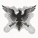 Double Headed Albanian Eagle, Wrestling Style Tattoo, similiar to Cody Rhodes logo tattoo tattoo design idea
