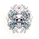 roses, bird, sugar skull tattoo design idea