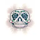 roses, bird, sugar skull tattoo design idea