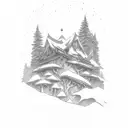 Mountain snow barman tattoo design idea
