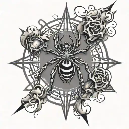 hxh spider tattoo with heartagram inside surrounded tattoo design idea