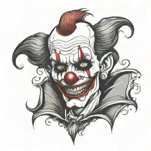 sad clown vampire  tattoo design idea