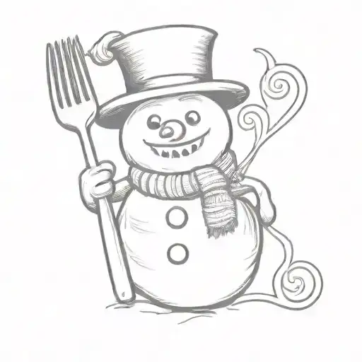 a snowman holding a fork  tattoo design idea