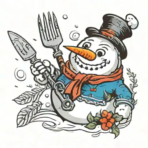a snowman holding a fork  tattoo design idea