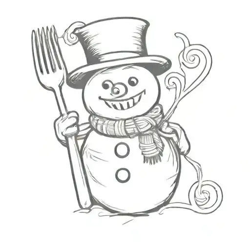 a snowman holding a fork  tattoo design idea