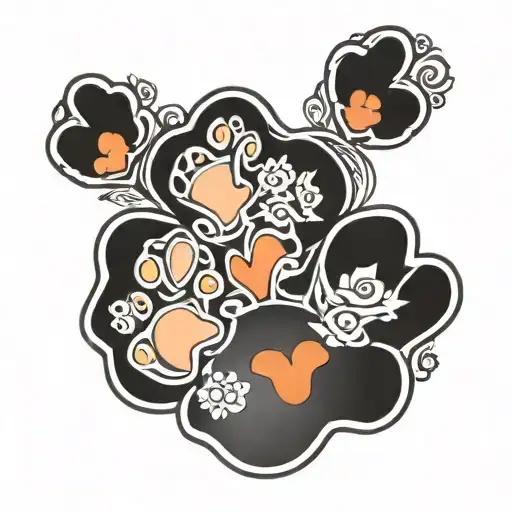 beloved dog paw print with name Lady  tattoo design idea