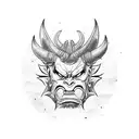 Oni Mask, one horn broken tattoo design idea