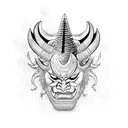 Oni Mask, one horn broken tattoo design idea