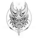 Oni Mask, one horn broken tattoo design idea