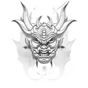 Oni Mask, one horn broken tattoo design idea