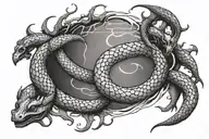 ouroboros with fishing net tattoo design idea