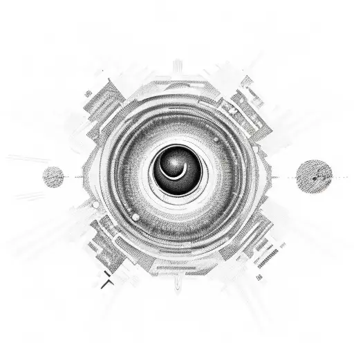 black hole made up with the names Nico, Luca and Alex in Morse code  tattoo design idea