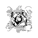 black hole made up with the names Nico, Luca and Alex in Morse code  tattoo design idea