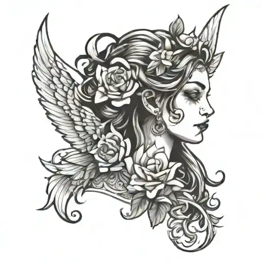 a woman tattoo design idea
