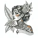 a woman tattoo design idea