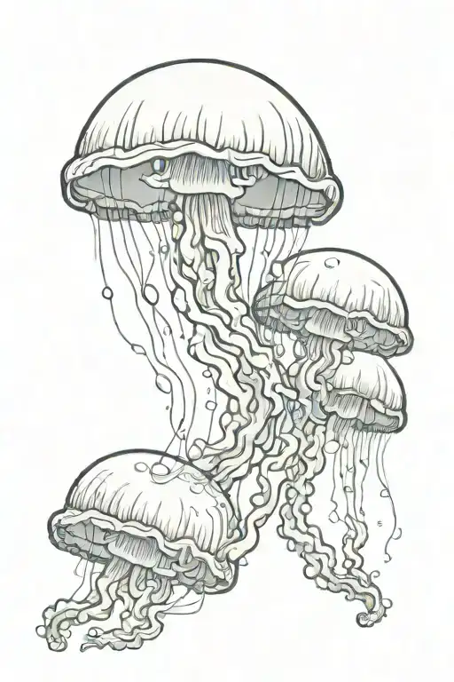 jelly fish swimming tattoo design idea