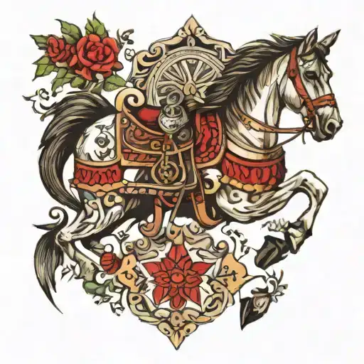 Armed unit that protected nomadic caravans in ancient Turkish tribes tattoo design idea