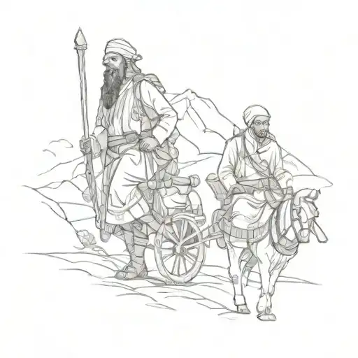 man who guarded nomadic caravans among ancient Turkish tribes tattoo design idea