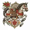 Armed unit that protected nomadic caravans in ancient Turkish tribes tattoo design idea