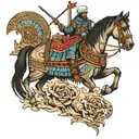 Armed unit that protected nomadic caravans in ancient Turkish tribes tattoo design idea