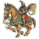 Armed unit that protected nomadic caravans in ancient Turkish tribes tattoo design idea