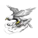 eagle with American flag wings holding a flamethrower tattoo design idea