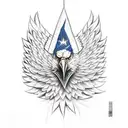 eagle with American flag wings holding a flamethrower tattoo design idea