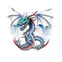 dragon with American flag colors tattoo design idea