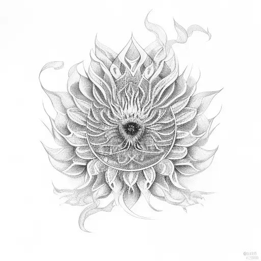 Chrysanthemum and phoenix  tattoo design idea