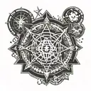 Full Metal transmutation circle Chemist mixing elements of One Piece, FMA and solo leveling tattoo design idea