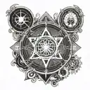 Full Metal transmutation circle Chemist mixing elements of One Piece, FMA and solo leveling tattoo design idea