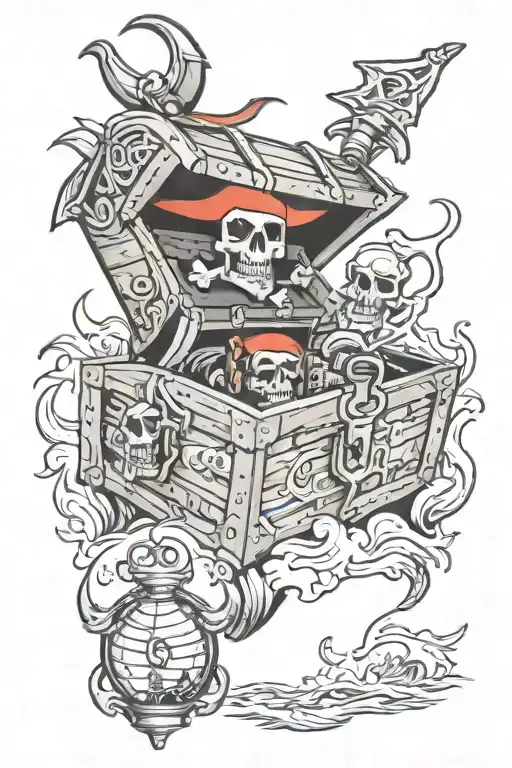 Florida, buccaneers, treasure chest tattoo design idea