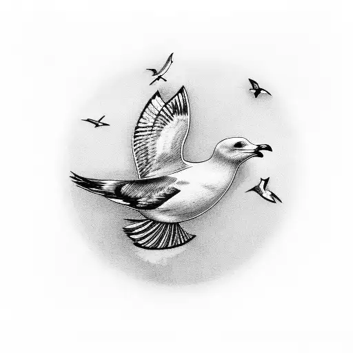 4 seagulls tattoo design idea