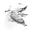4 seagulls tattoo design idea