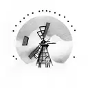 small hill with old windmill tattoo design idea
