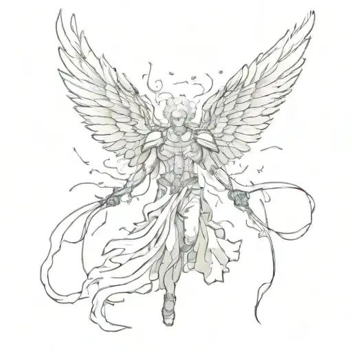 burned and singeed falling archangel with torn wings tattoo design idea