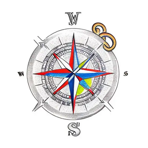 A vintage compass surrounded by intricate coffee beans and steaming cups tattoo design idea